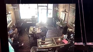 Surveillance video shows coffee shop explosion [upl. by Arodasi]