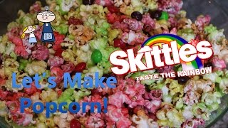 How to Make SKITTLES POPCORN  Homemade Skittles Popcorn  Rainbow Candy Popcorn [upl. by Elicec846]