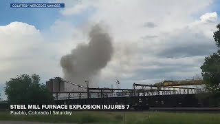 RAW Colorado steel mill furnace explosion injures 7 [upl. by Akenat]