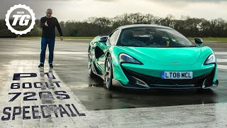 MCLAREN SHOWDOWN P1 vs 720s Speedtail vs F35 600LT vs Ferrari Pista  Top Gear [upl. by Eecyak]