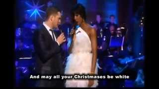 Michael Buble amp Kelly Rowland White Christmas with Lyrics [upl. by Oremoh]