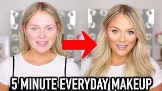 5 MINUTE EVERYDAY MAKEUP TRANSFORMATION  GET READY WITH ME [upl. by Ecnal342]