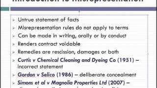 Misrepresentation Lecture 1 of 4 [upl. by Carlos]